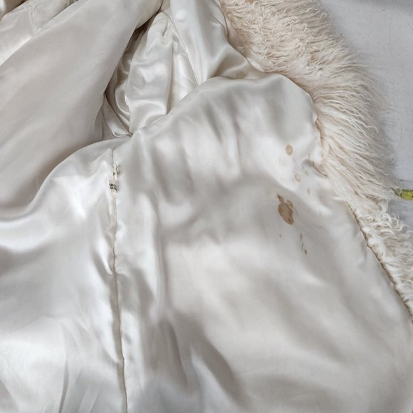 Vintage Genuine Shearling Mongolian Lamb Fur Shag Curly Ivory Long Coat 70's - Picture 15 of 16